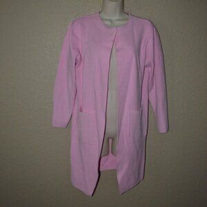 Sz S/M Natacha Paris Pink Open Front Long 3/4 Sleeve Sweater Jacket